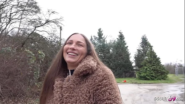 GERMAN SCOUT – PAWG MILF in Wet Look Leggings seduce to First Assfuck Casting