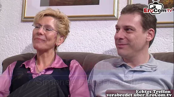 German Mature housewife big natural boobs threesome FFM casting