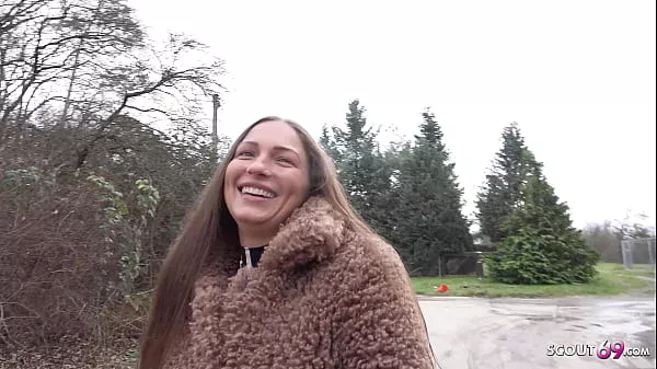 GERMAN SCOUT – PAWG MILF in Wet Look Leggings seduce to First Assfuck Casting